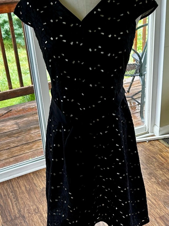 Talbots Dresses & Skirts - Talbots Black Floral Eyelet Knee Length Dress 4 Petite